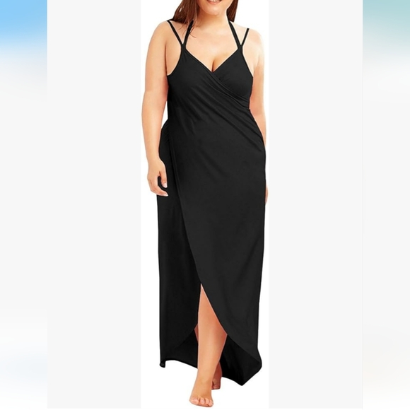 Khaki Maxi Swimsuit Coverup with Strappy Design - Picture 2 of 8